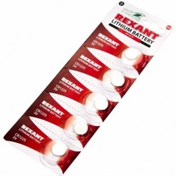 Батарейки литиевые REXANT CR1225 3 V 48 mAh, 5 шт. Батарейки литиевые REXANT CR1225 3 V 48 mAh, 5 шт.
